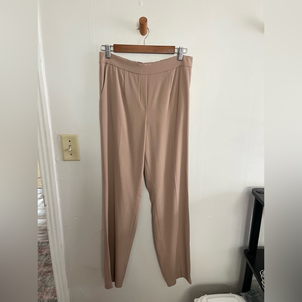 Aritzia Babaton Pants Womens 8 Pleated Trousers Tapered Tan Career Professional